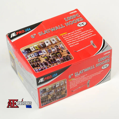 100 pc 6’’ x 1/4’’ Slatwall Hooks