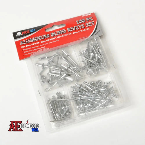 100 pc Aluminum Blind Rivets Set (4 sizes)