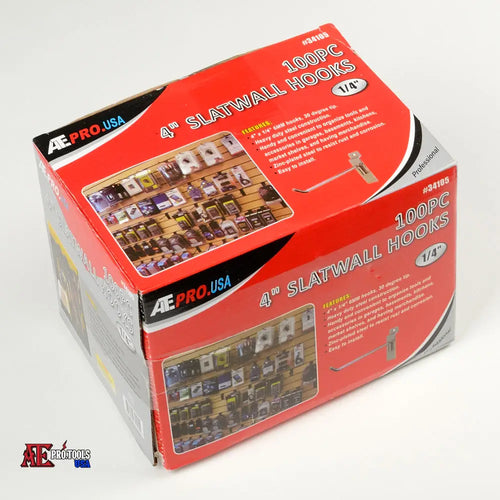 100 pc 4’’ x 1/4’’ Slatwall Hooks