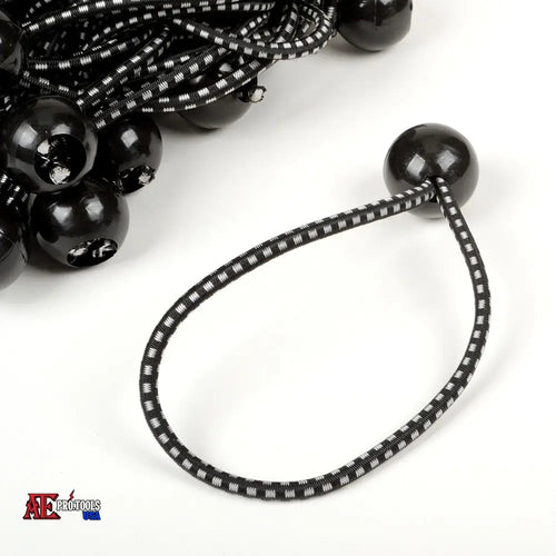 100pc 6’’ Heavy Duty Ball Bungee (Black/White)