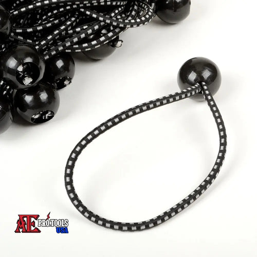 100pc 6’’ Heavy Duty Ball Bungee (Black/White)