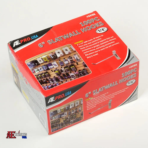 100 pc 6’’ x 1/4’’ Slatwall Hooks