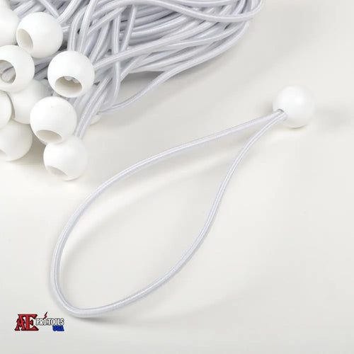 100pc 9’’ Heavy Duty Ball Bungee (White)