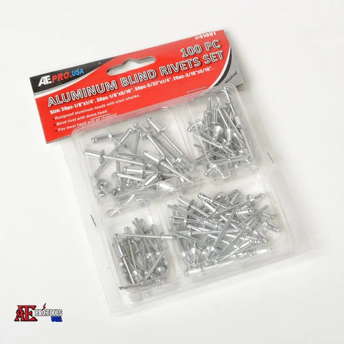 100 pc Aluminum Blind Rivets Set (4 sizes)
