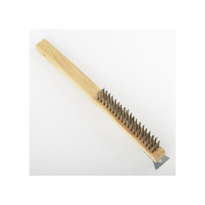 Long Handle Wire Wood Brush w/Scraper